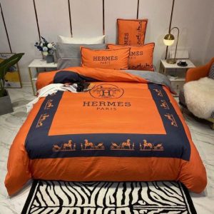 Hermes Paris Luxury Brand Orange Bedding Sets 128