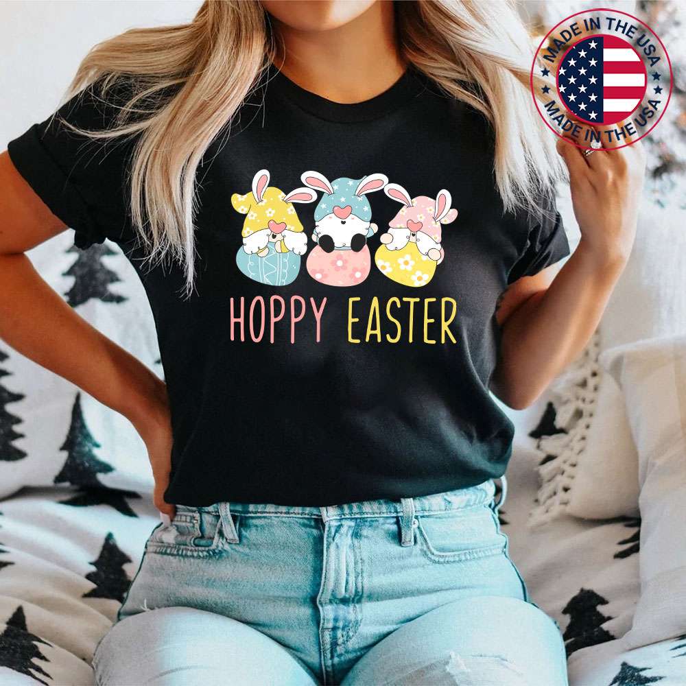 Hoppy Easter Funny Gnome Bunny Spring Eggs Easter T-Shirt