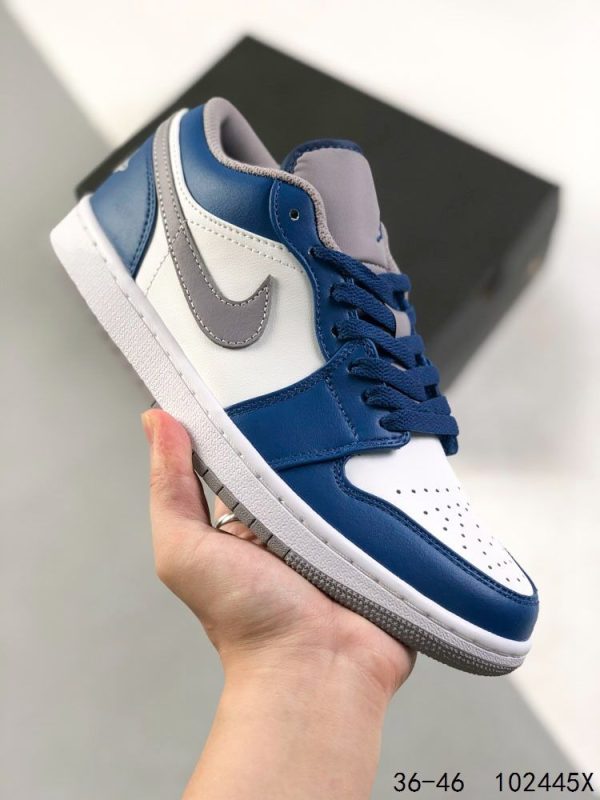 New Arrival AJ 1 Low True Blue Grey White 553558-412