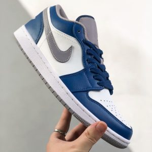 New Arrival AJ 1 Low True Blue Grey White 553558-412