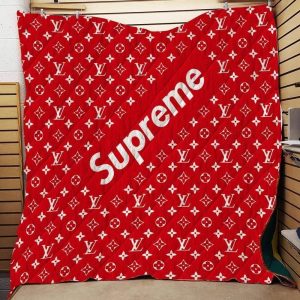 Supreme Red Small Logo Louis Vuitton Blanket 051