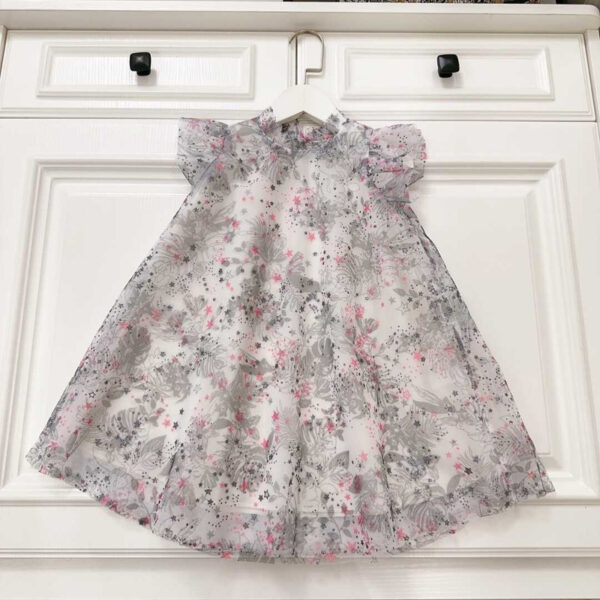 Dior Kids Lace Floral Dress Grey