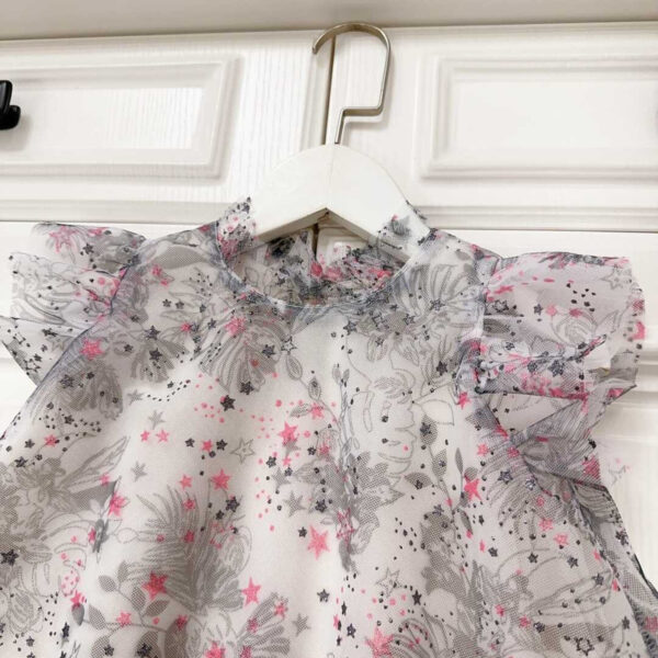 Dior Kids Lace Floral Dress Grey